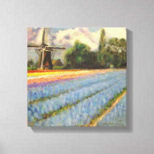 Holland Blume Landschaftsbild Malerei Triptych 2 v Leinwanddruck