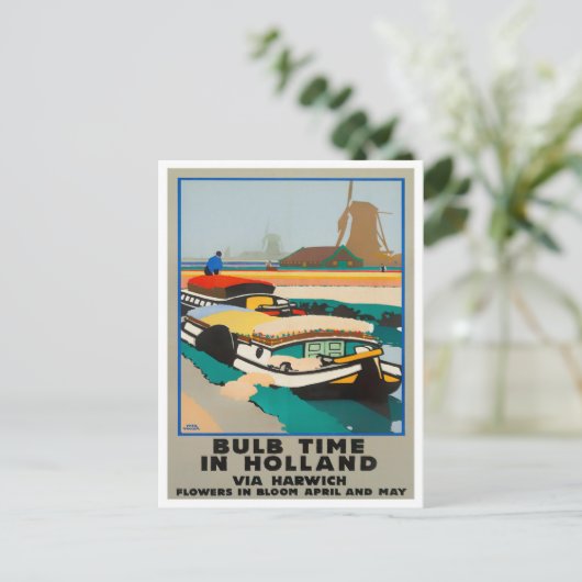 Holland Bulb Time Vintage Reise Postkarte (Stehend Vorderseite)