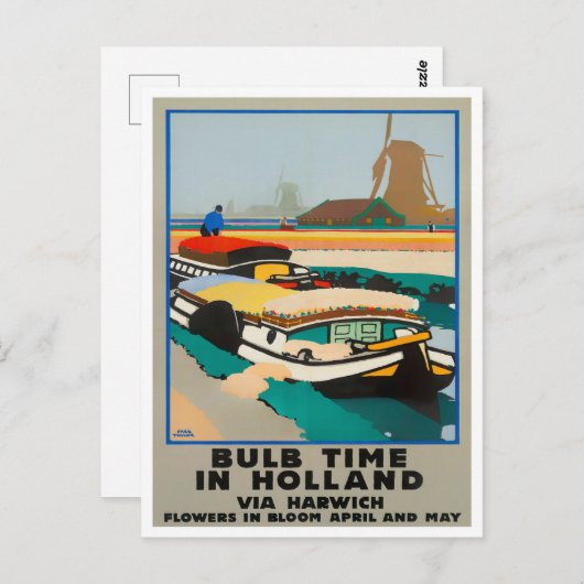 Holland Bulb Time Vintage Reise Postkarte (Vorne/Hinten)