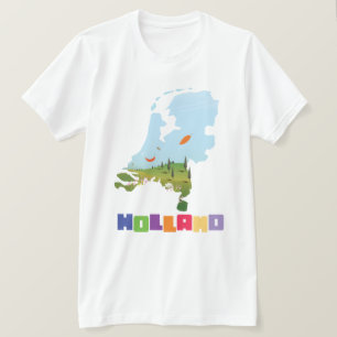 Holland Cartoon Karte T-Shirt