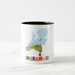 Holland Cartoon Karte Zweifarbige Tasse