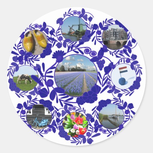 Holland Delft Blue Delsoftware Runder Aufkleber (Vorderseite)