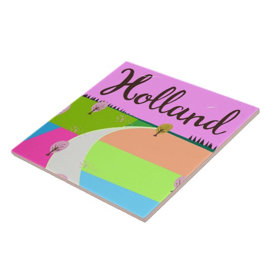 Holland Felder Reiseplakat Fliese (Seite)