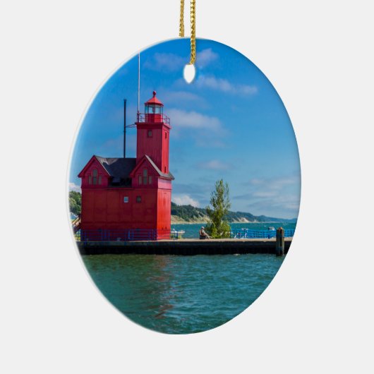 Holland Harbor Lighthouse Keramik Ornament (Rechts)