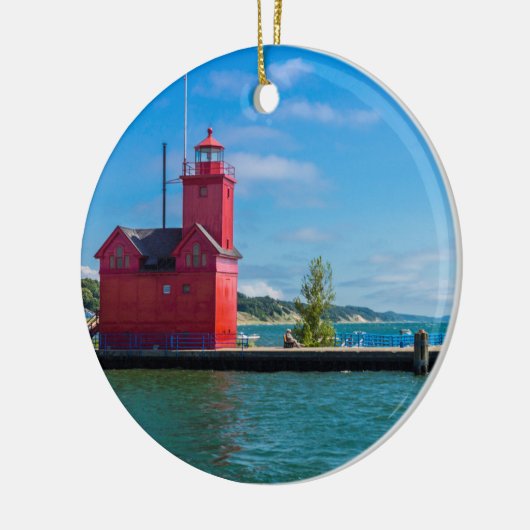 Holland Harbor Lighthouse Keramik Ornament (Links)