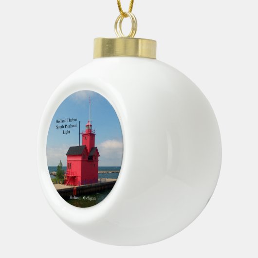Holland Harbour South Pierhead Light 2015 Keramik Kugel-Ornament (Rechts)