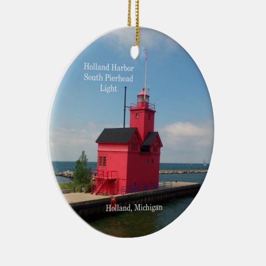 Holland Harbour South Pierhead Light Circle Magnet Keramik Ornament (Rechts)