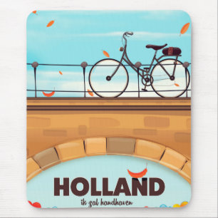 Holland "Ik zal handhaven" Fahrrad-Reiseplakat. Mousepad
