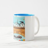 Holland "Ik zal handhaven" Fahrradverleih-Poster. Zweifarbige Tasse (VorderseiteRechts)