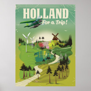 Holland im Vintage-Stil Reiseplakat Poster