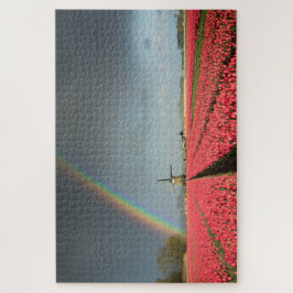Holland-Landschaft mit Regenbogen, Tulpen, Puzzle
