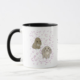 Holland lop bunnies with hearts tasse
