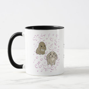 Holland lop bunnies with hearts tasse