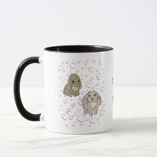 Holland lop bunnies with hearts tasse (Links)