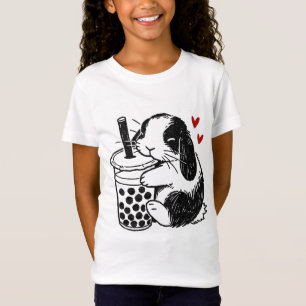 Holland Lop Kaninchen liebt Boba-Tee Häschen und B T-Shirt