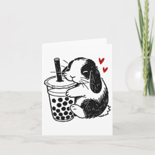 Holland-Lop-Kaninchen liebt Boba-Tee-Häschen und - Karte