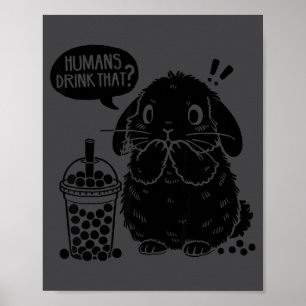 Holland Lop Kaninchen und Boba-Tee Lustiger Hase B Poster