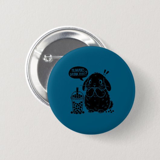 Holland Lop Rabbit And Boba Tea Funny Bunny Bubble Button (Vorne & Hinten)