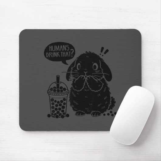 Holland Lop Rabbit And Boba Tea Funny Bunny Bubble Mousepad (Mit Mouse)