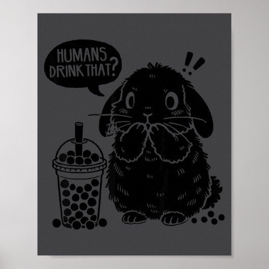 Holland Lop Rabbit And Boba Tea Funny Bunny Bubble Poster (Vorne)