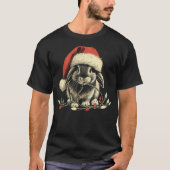 Holland Lop Rabbit Bunny Chew Christmas Light Xmas T-Shirt (Vorderseite)