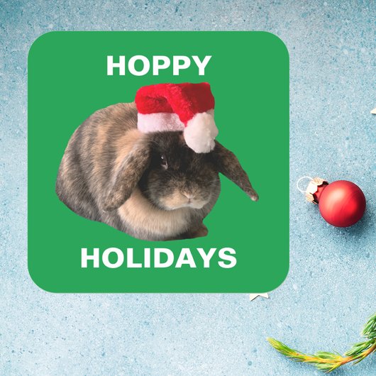 Holland Lop Rabbit Weihnachtsaufkleber Quadratischer Aufkleber