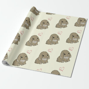 Holland lop with heart yellow  geschenkpapier