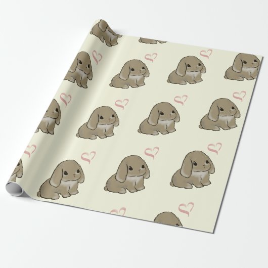 Holland lop with heart yellow  geschenkpapier (Ungerollt)