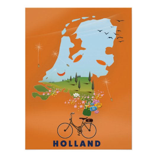 Holland Map Reiseplakat Poster (Vorderseite)