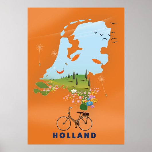 Holland Map Reiseplakat Poster (Vorne)