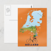 Holland Map Reiseplakat Postkarte (Vorne/Hinten)