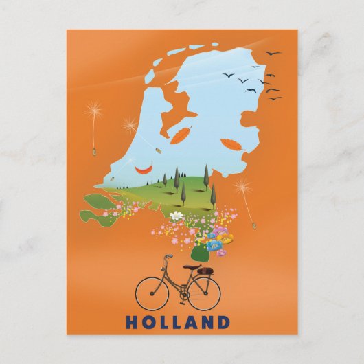 Holland Map Reiseplakat Postkarte (Vorderseite)