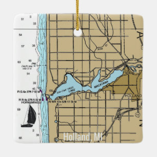 Holland MI Nautical Chart Keramikornament