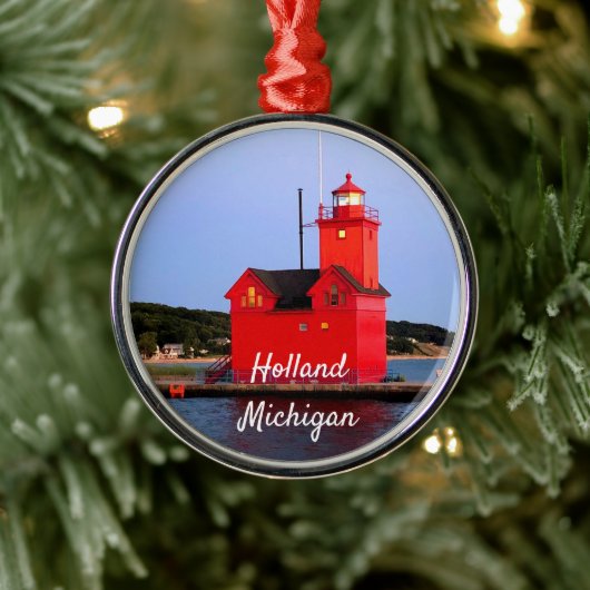 Holland Michigan Lighthouse CUSTOM Ornament Aus Metall (Baum)