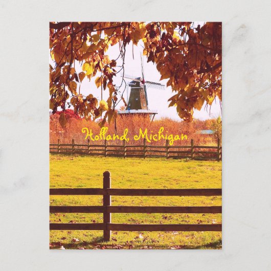 HOLLAND, MICHIGAN, WINDMILL UND HERBSTFARBEN POSTKARTE (Vorderseite)