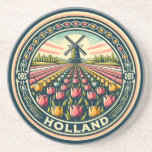 Holland Netherlands Travel Art Abzeichen Getränkeuntersetzer<br><div class="desc">Holland Retrovektor-Reisedesign. Holland ist eine geographische Region und ehemalige Provinz an der Western Küste der Niederlande.</div>