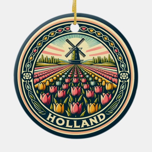 Holland Netherlands Travel Art Abzeichen Keramik Ornament (Hinten)