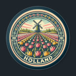 Holland Netherlands Travel Art Abzeichen Magnet<br><div class="desc">Holland Retrovektor-Reisedesign. Holland ist eine geographische Region und ehemalige Provinz an der Western Küste der Niederlande.</div>