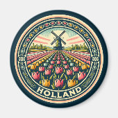 Holland Netherlands Travel Art Abzeichen Magnet (Vorne)