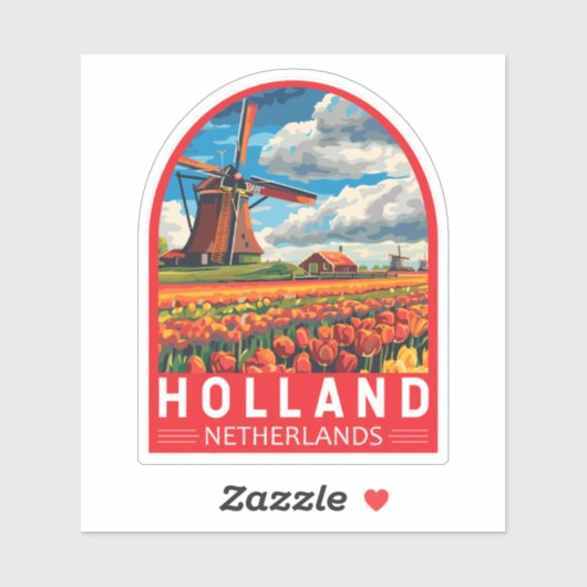 Holland Netherlands Travel Art Vintag Aufkleber (Blatt)