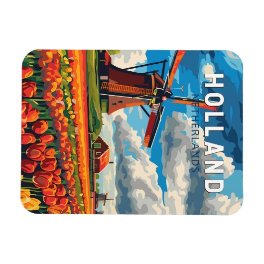 Holland Netherlands Travel Art Vintag Magnet (Horizontal)