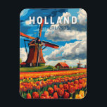 Holland Netherlands Travel Art Vintag Magnet<br><div class="desc">Holland Retrovektor-Reisedesign. Holland ist eine geographische Region und ehemalige Provinz an der Western Küste der Niederlande.</div>