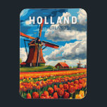 Holland Netherlands Travel Art Vintag Magnet<br><div class="desc">Holland Retrovektor-Reisedesign. Holland ist eine geographische Region und ehemalige Provinz an der Western Küste der Niederlande.</div>
