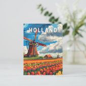 Holland Netherlands Travel Art Vintag Postkarte (Stehend Vorderseite)