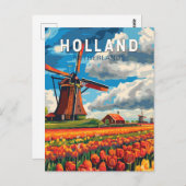 Holland Netherlands Travel Art Vintag Postkarte (Vorne/Hinten)