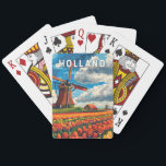 Holland Netherlands Travel Art Vintag Spielkarten<br><div class="desc">Holland Retrovektor-Reisedesign. Holland ist eine geographische Region und ehemalige Provinz an der Western Küste der Niederlande.</div>