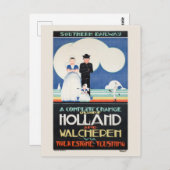Holland Netherlands Vintage Poster 1924 Postkarte (Vorne/Hinten)
