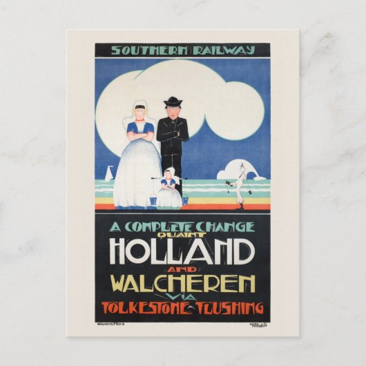 Holland Netherlands Vintage Poster 1924 Postkarte (Vorderseite)