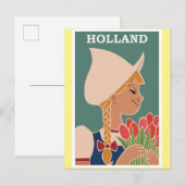 Holland Netherlands Vintage Travel Poster Postkarte (Vorne/Hinten)