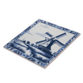 Holland Netherlands Windmill Delft Blue und White Fliese (Seite)